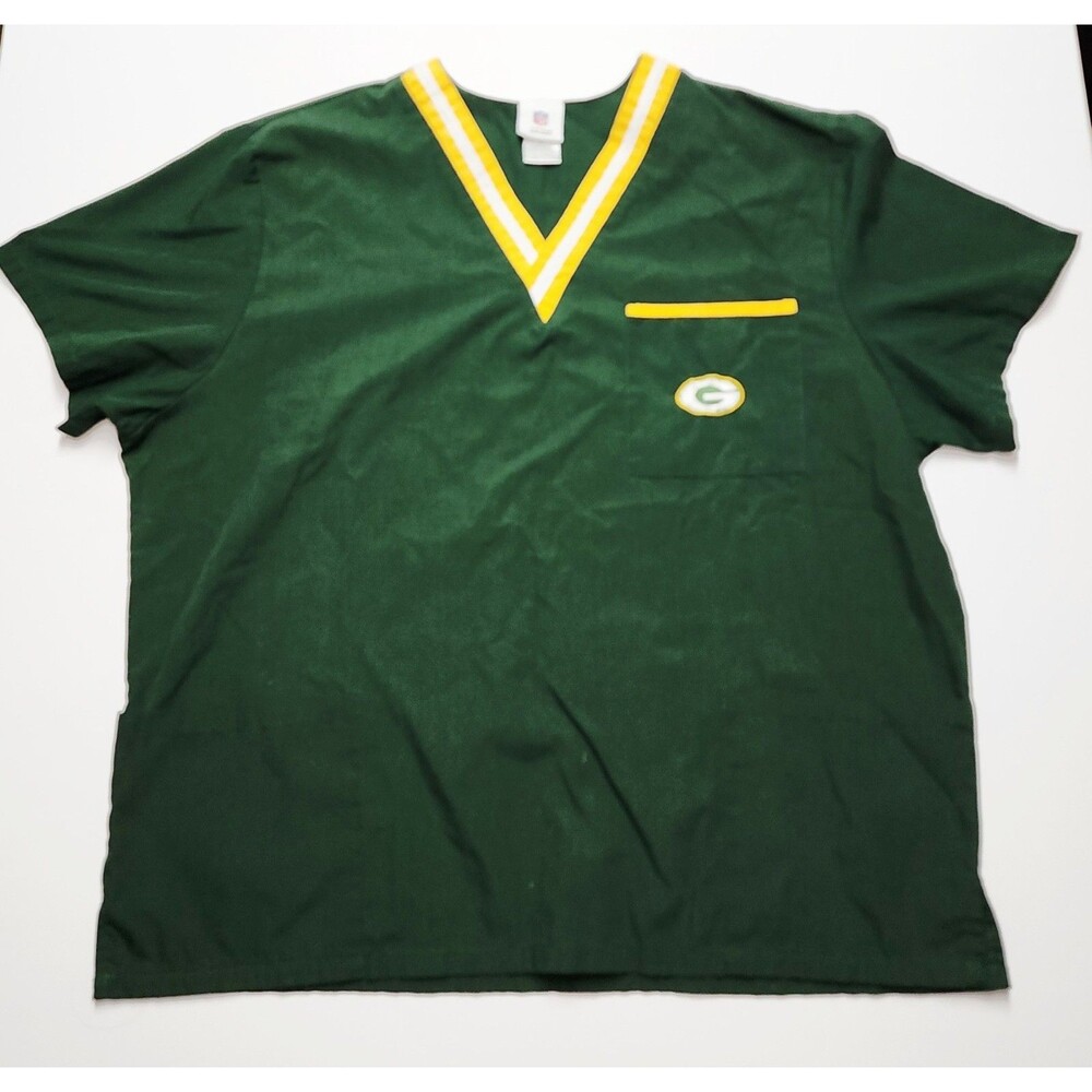 Green Bay Packers NFL Team Apparel Scrubs Pair Top & Bottom Men's Large EUC - Picture 2 of 15